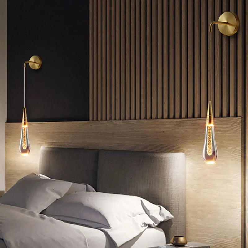 Elegant Raindrop Wall Sconce Lighting with Adjustable Height | Modern Glass Design for Warm Ambience 5