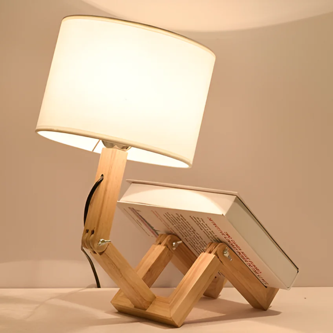 Elegant Wooden Table Lamp | Adjustable Design with Soft Fabric Shade | Perfect Bedside Lighting for Cozy Ambiance 4