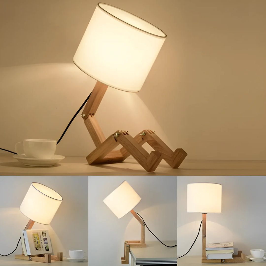Elegant Wooden Table Lamp | Adjustable Design with Soft Fabric Shade | Perfect Bedside Lighting for Cozy Ambiance 7