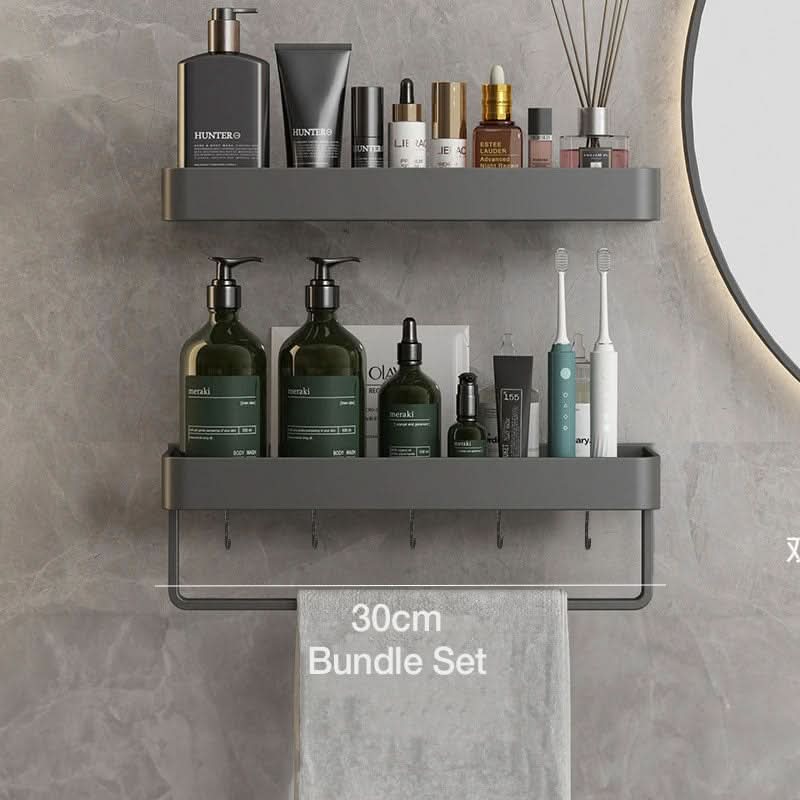 Wall Shelf for Bathroom with Towel Rail Option, No Drill Shelf Self Adhesive, Bathroom Storage Shelf 30 to 50 cm_11