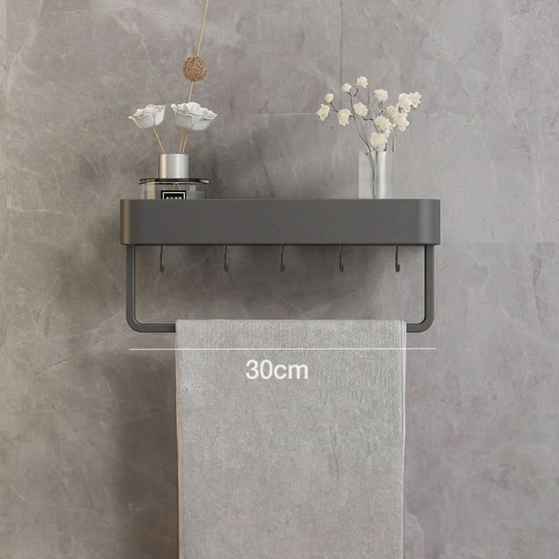 Wall Shelf for Bathroom with Towel Rail Option, No Drill Shelf Self Adhesive, Bathroom Storage Shelf 30 to 50 cm_06