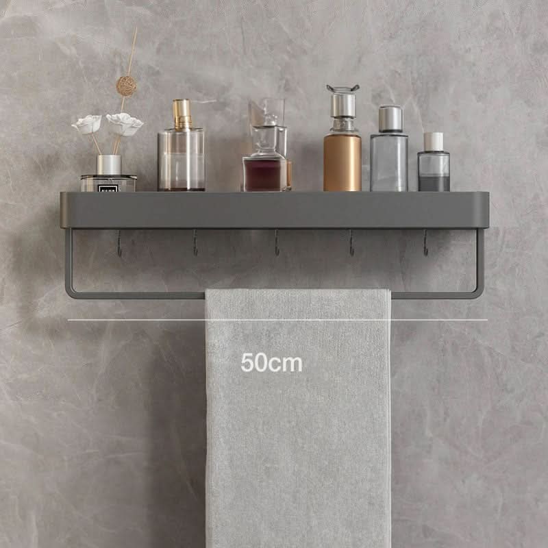Wall Shelf for Bathroom with Towel Rail Option, No Drill Shelf Self Adhesive, Bathroom Storage Shelf 30 to 50 cm_08