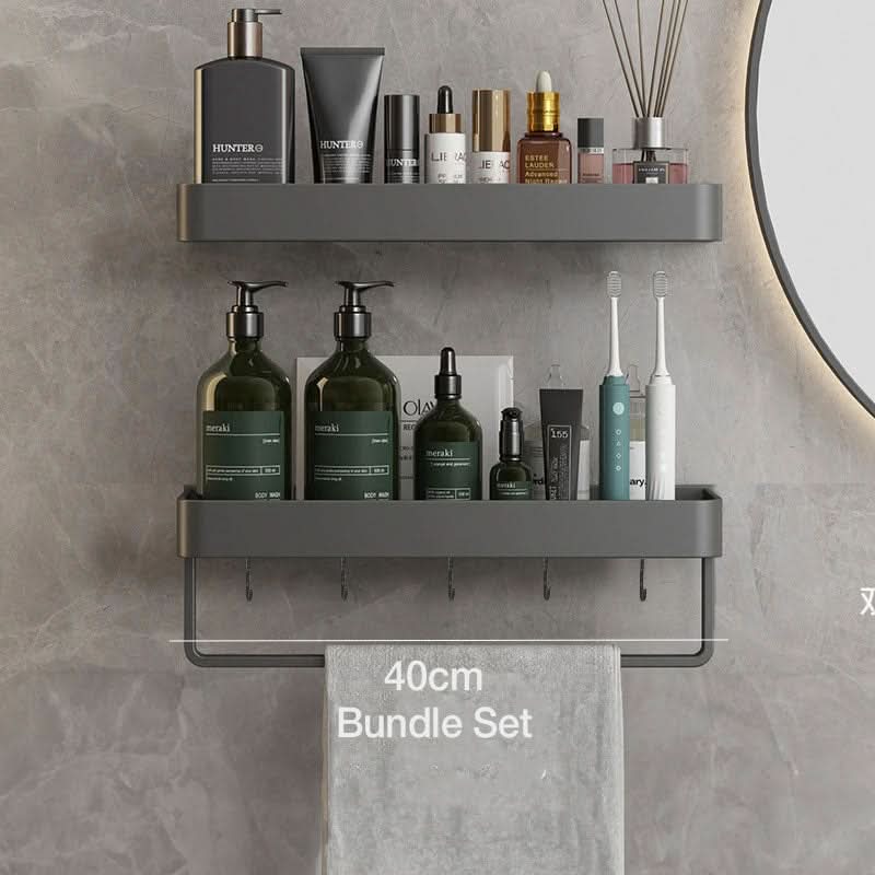 Wall Shelf for Bathroom with Towel Rail Option, No Drill Shelf Self Adhesive, Bathroom Storage Shelf 30 to 50 cm_09