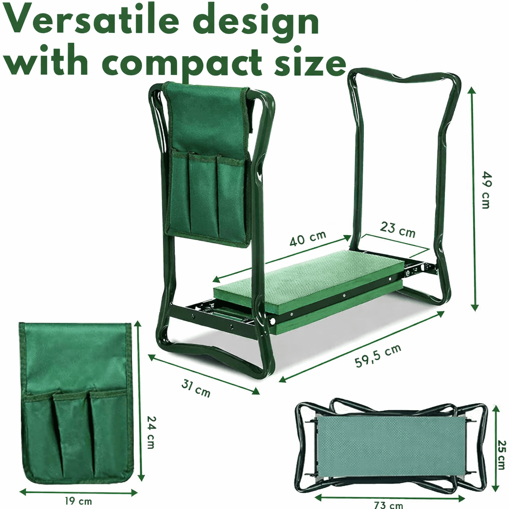 Garden Kneeler Seat 2 in 1, Foldable Gardening Kneeler with Padded Rest and Tool Bag – image 5