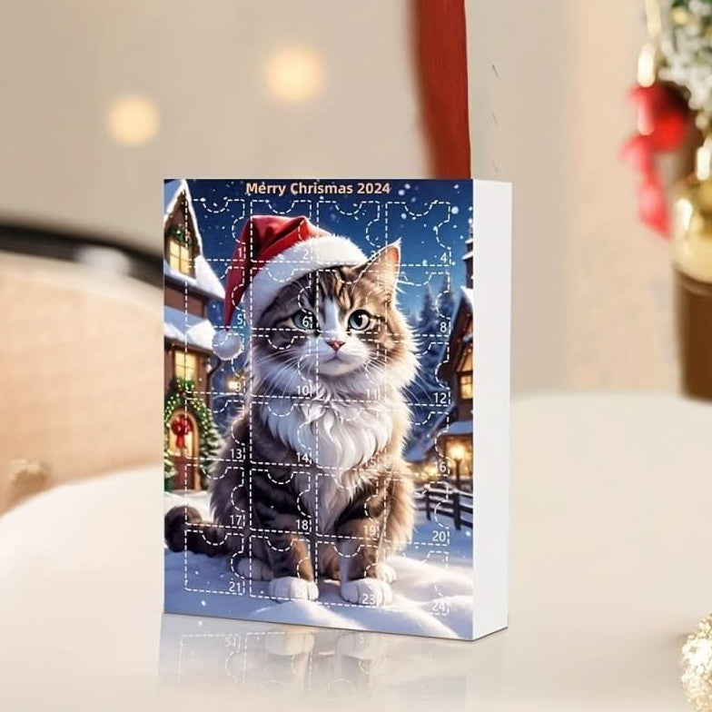 Christmas Advent Calendar, Cat Advent Calendar with 24 Acrylic Charms, Christmas Countdown, Gifts for Cat Lovers