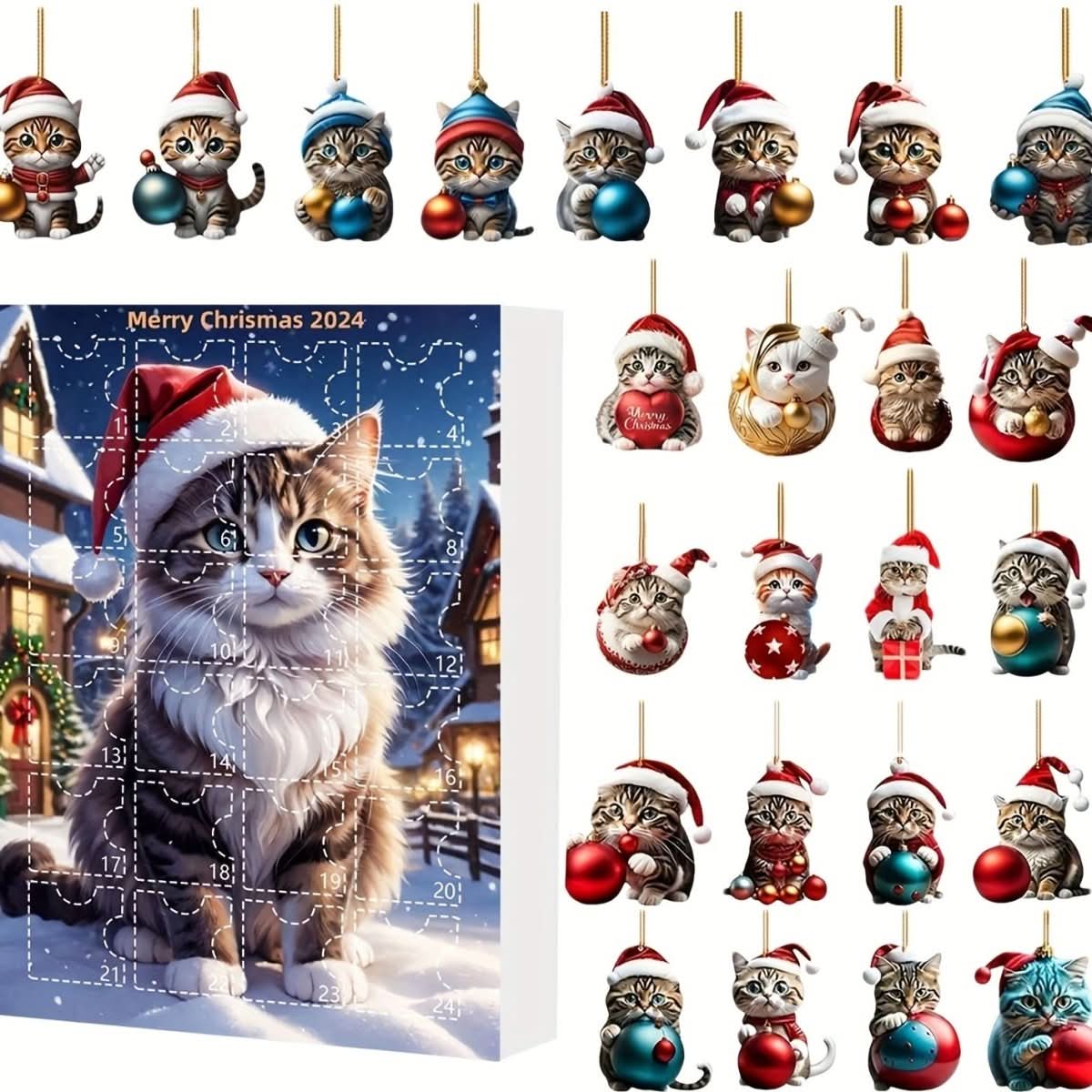 Christmas Advent Calendar, Cat Advent Calendar with 24 Acrylic Charms – image 5
