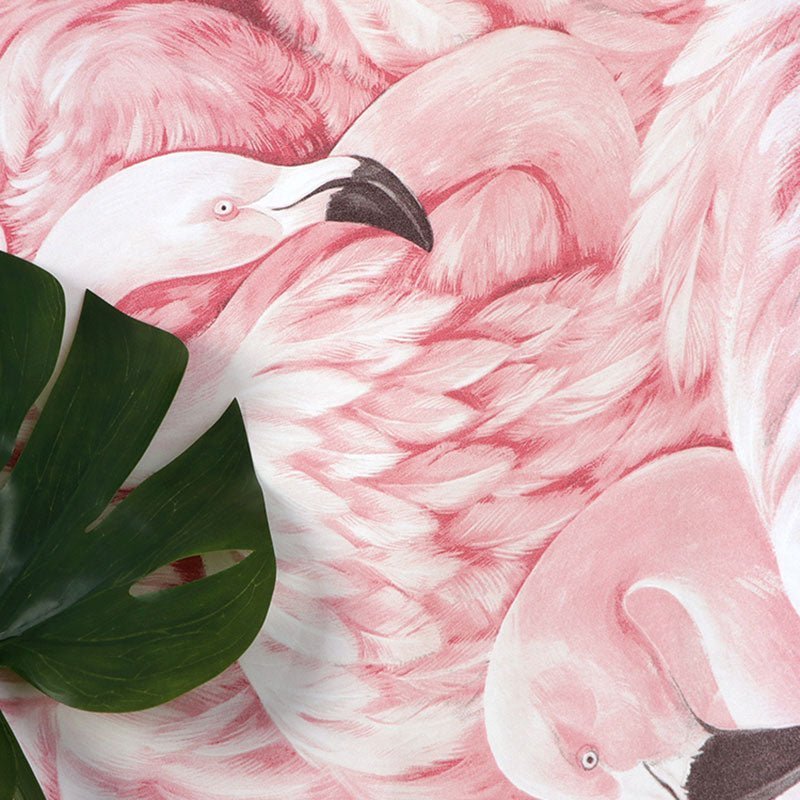 Pink Wallpaper with Flamingos, Tropical Bedroom Wallpaper, Wipeable Vinyl Bird Wallpaper Roll 10 m x 52 cm_02