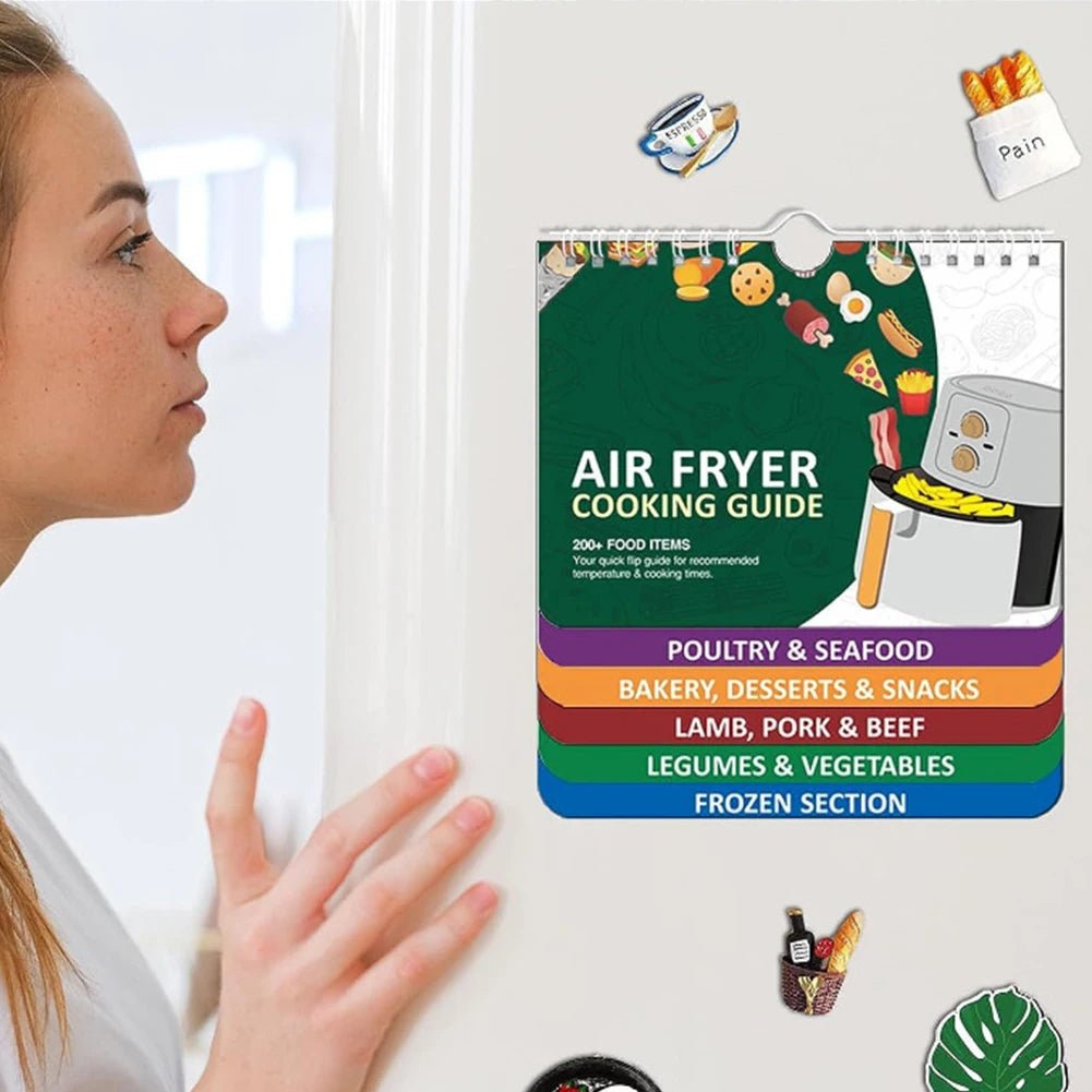 Air Fryer Cheat Sheet Magnet, Cooking Times Chart for 100+ Foods, Waterproof Fridge Magnet and Air Fryer Accessories_01