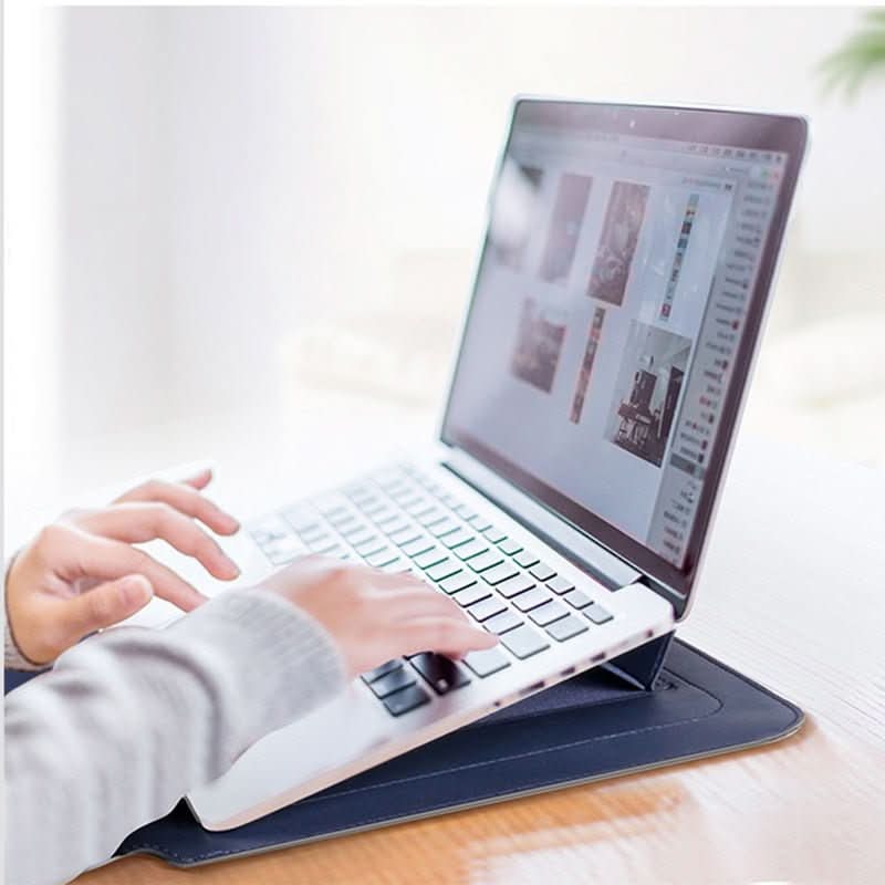 Laptop Sleeve, PU Leather Cover with Wrist Rest and Laptop Stand – image 5