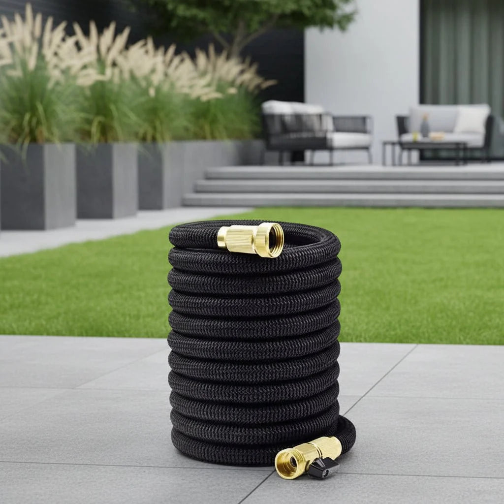 Expandable Hose Pipe, Expanding Garden Hose up to 30 m with Spray Gun, Flexible Hosepipe with Aluminium Connectors