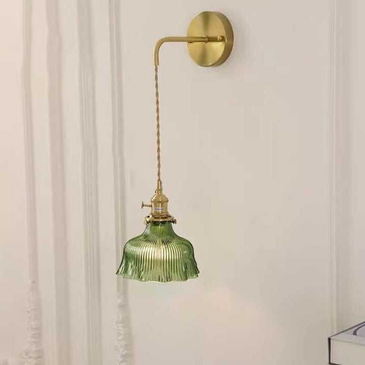 FloraBrass | Elegant Vintage Green Glass Wall Light Fixture 1