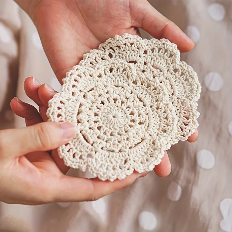 Crochet Drink Coasters, Handmade Crocheted Coasters with Flower Pattern – image 8