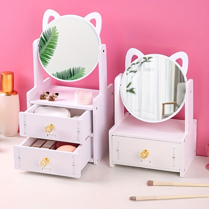 Vanity Mirror with Storage, Dressing Table Mirror with Drawer, Makeup Mirror with Cosmetic Storage, Makeup Organiser_02