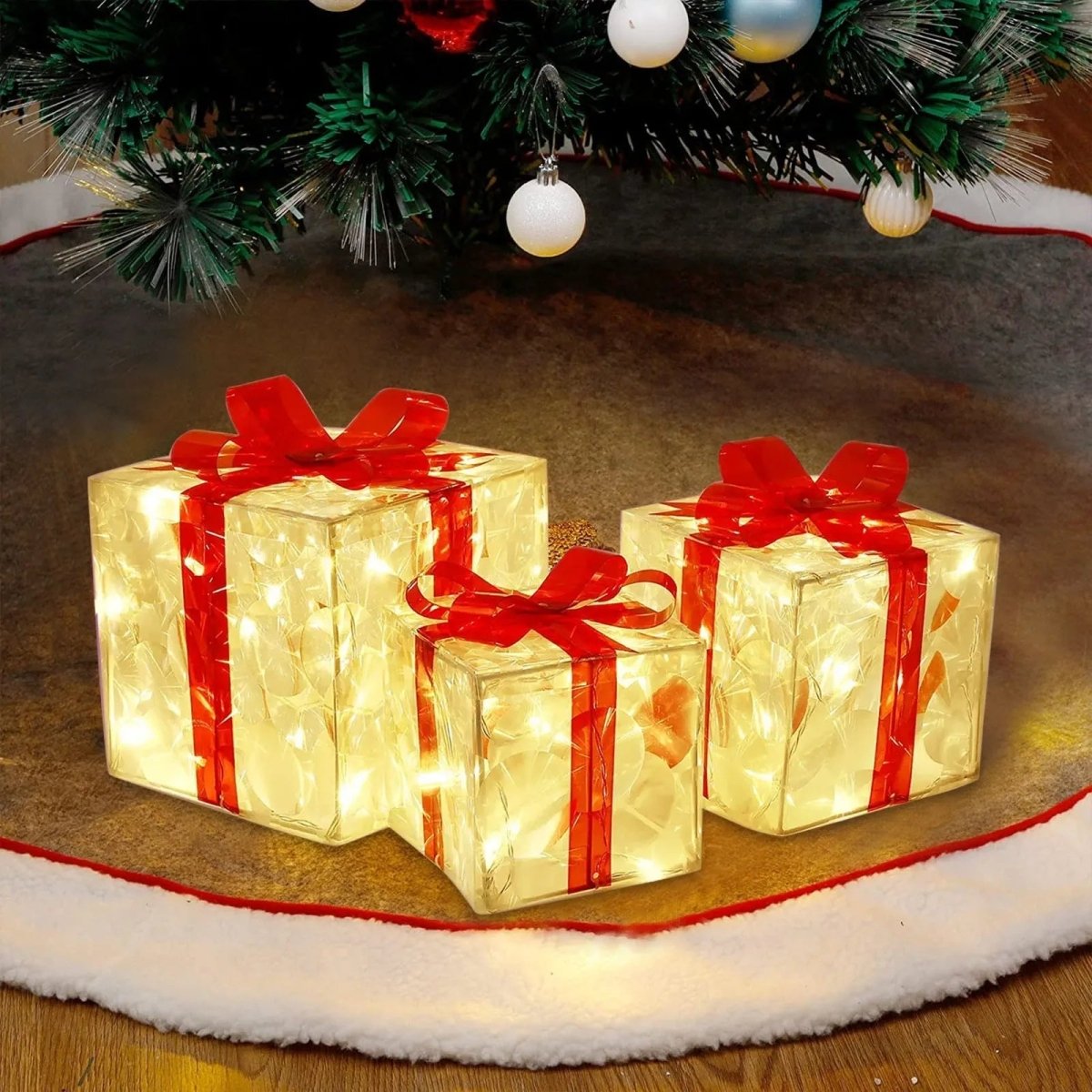 Light Up Christmas Gift Box with 100 Warm White LEDs, Outdoor Christmas Decorations, Christmas Table Decorations_03