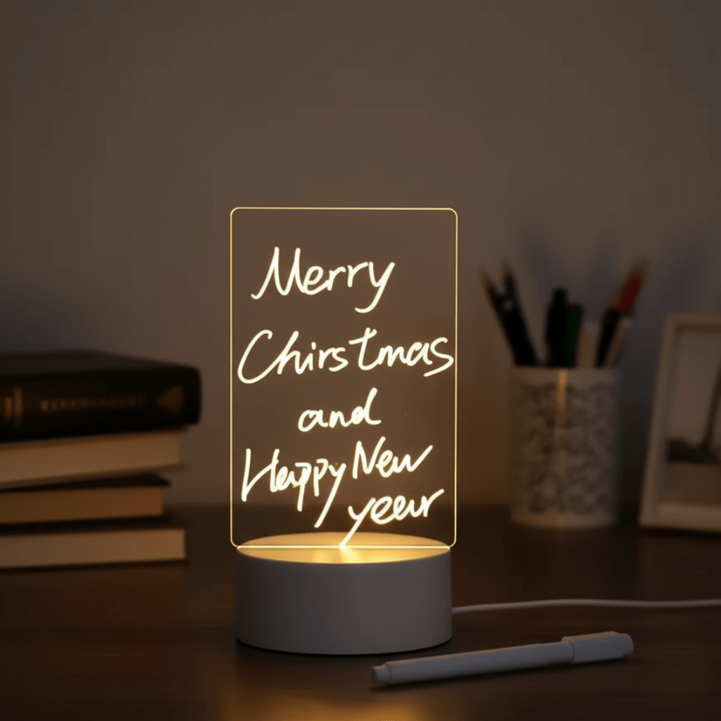 LED Drawing Board with Erasable Pen, Light Up Memo Board for Desk, USB LED Message Board for Notes and To Do Lists