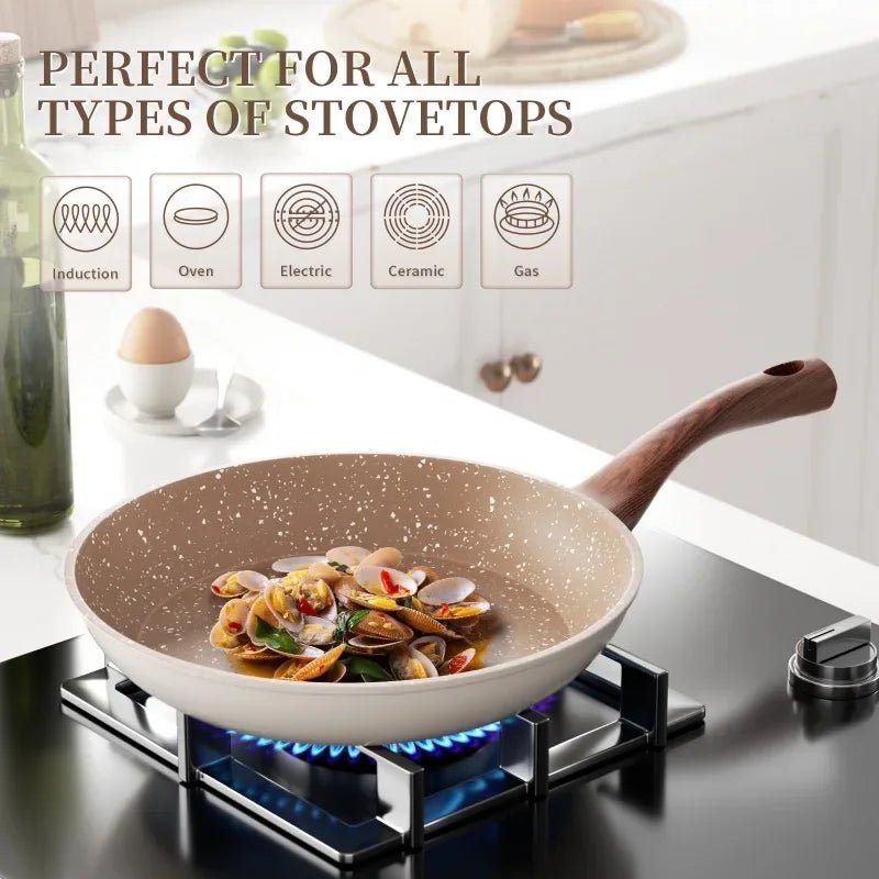 Non Stick Skillet with Granite Coating, Granite Frying Pan for Induction Hob, Aluminium Frying Pan for Gas and Electric_03