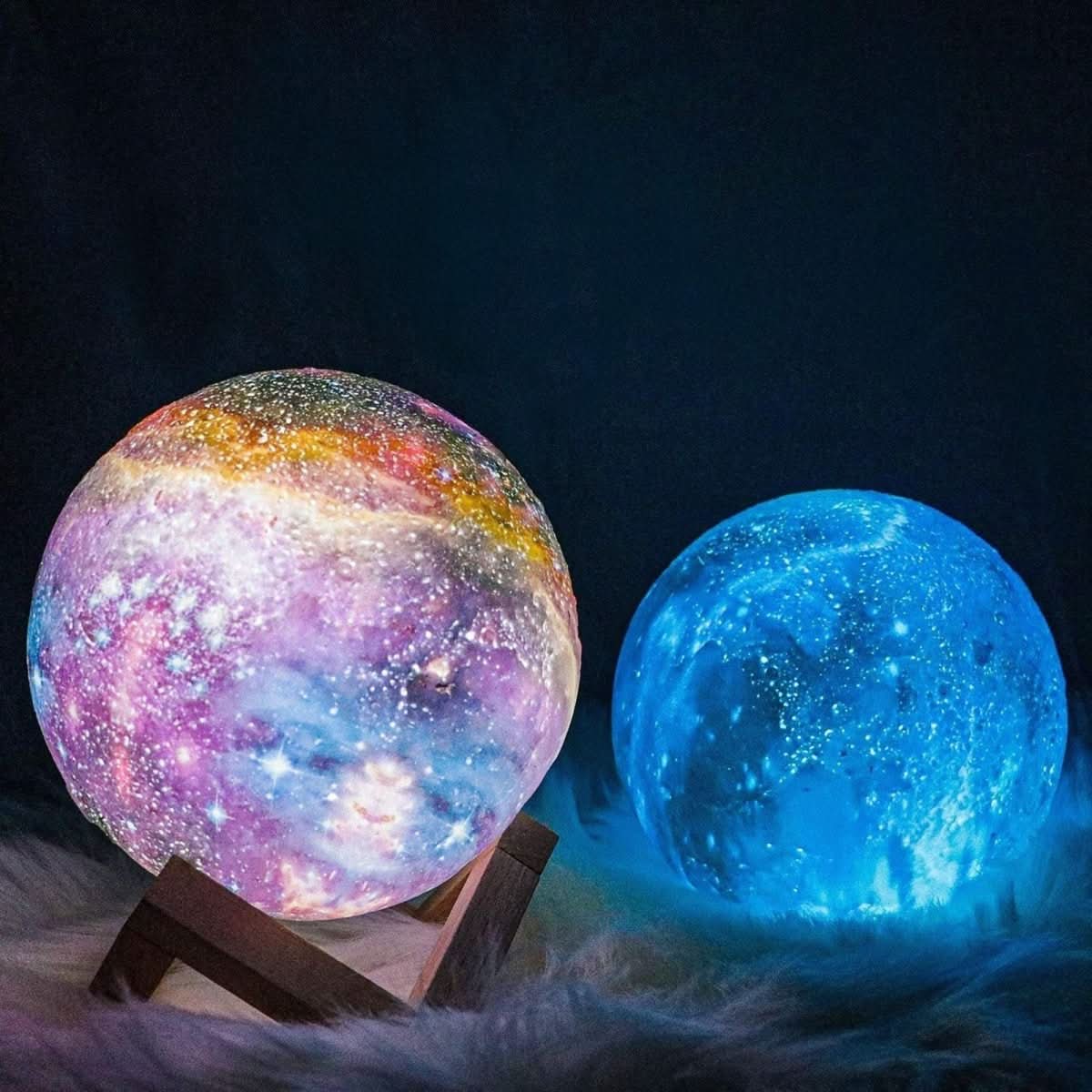 3D Moon Lamp Night Light, Rechargeable Lunar Lamp with Wooden Stand, 16 Colour LED Mood Light with Remote Control_00