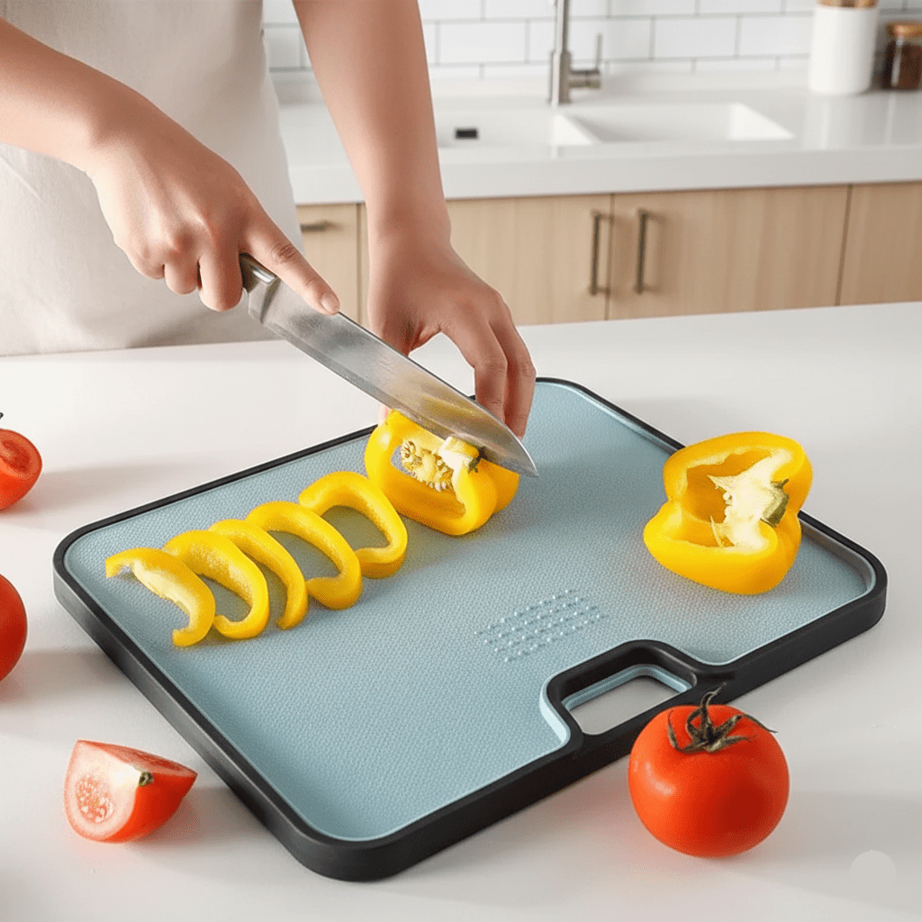 Plastic Chopping Board, Double Sided Wheat Straw Cutting Board for Meat and Vegetables