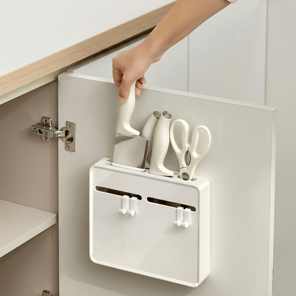 Wooden Knife Holder in French Design, Kitchen Knife Holder for All Knives, Kitchen Storage and Organisation_01
