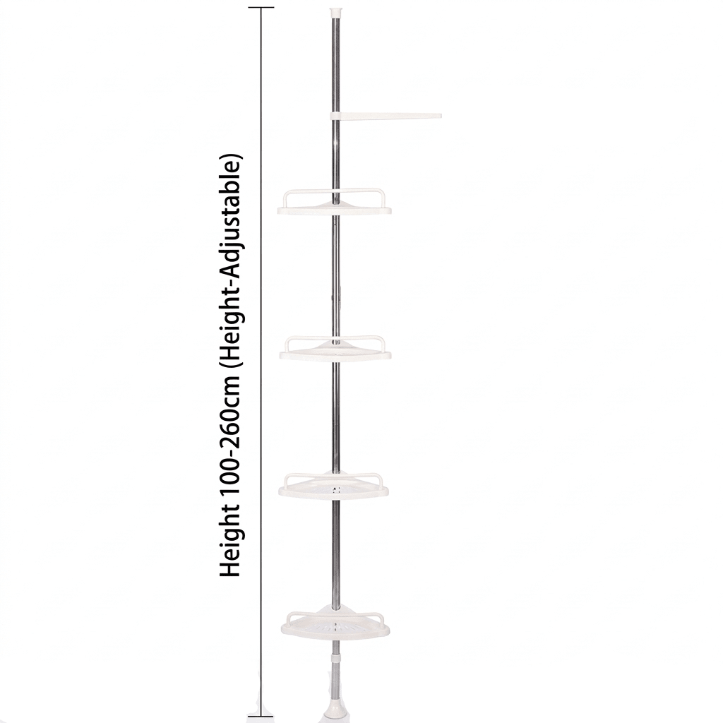 Corner Shower Caddy 100-260 cm, Bathroom Shelves, Bathroom Storage Unit with 4 Tiers, Shower Shelf for Bathtub_04