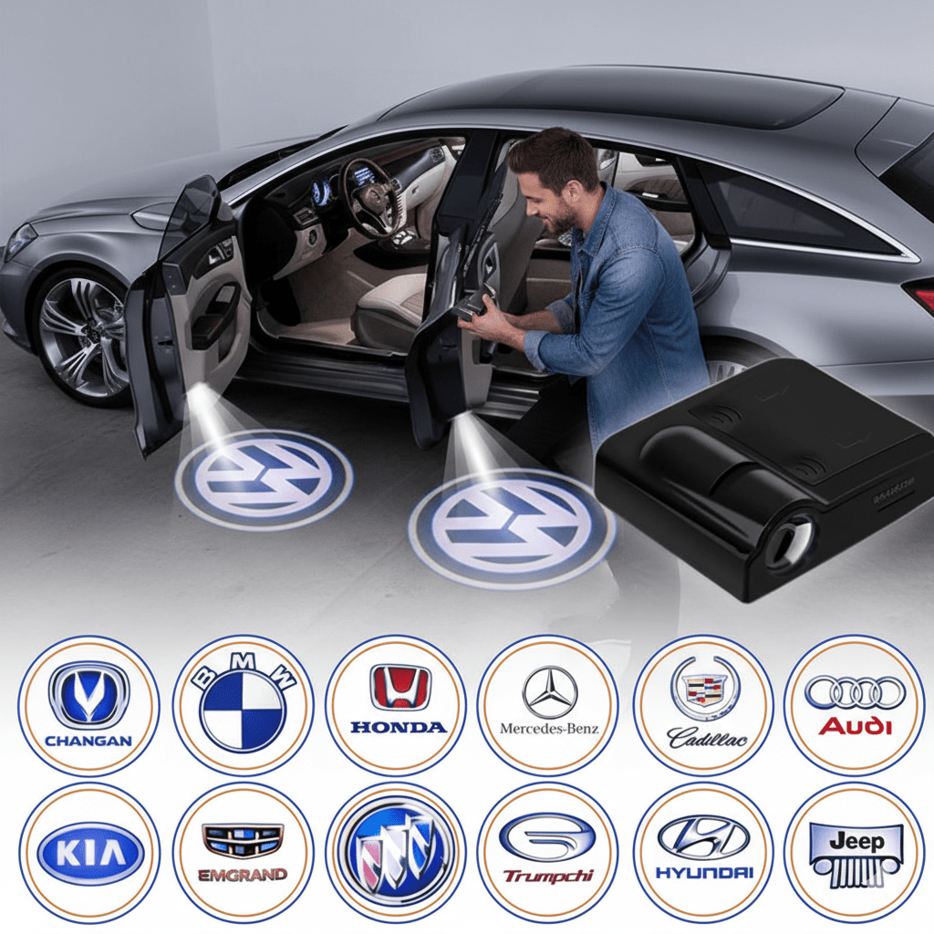 Car Door Lights, Wireless LED Car Door Projector Light with 4 Logo Films