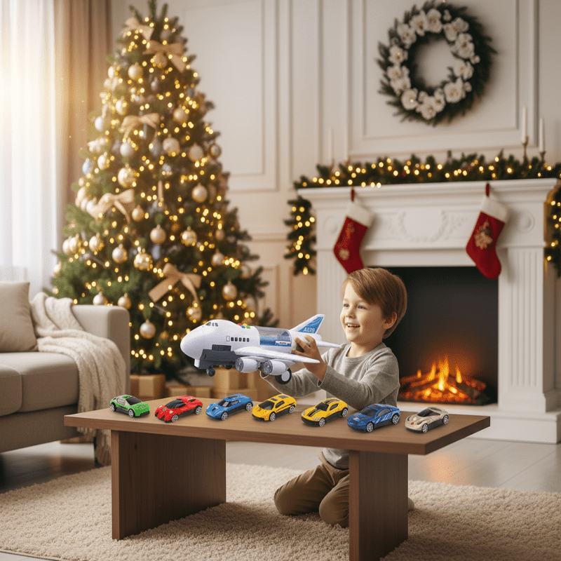 Toy Aeroplane with Music and Lights, Plane Toy with Mini Cars