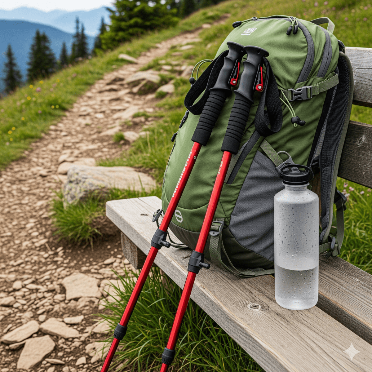Adjustable Trekking Pole, Telescopic Hiking Pole in Aluminium or Carbon, Folding Walking Stick, Nordic Walking Pole_00