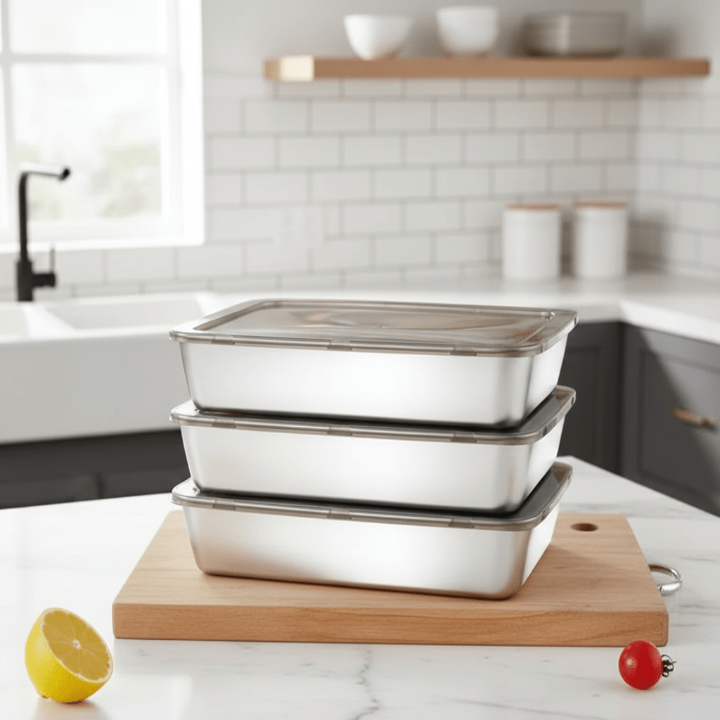 Stainless Steel Lunch Box, Meal Prep Containers with Airtight Lid
