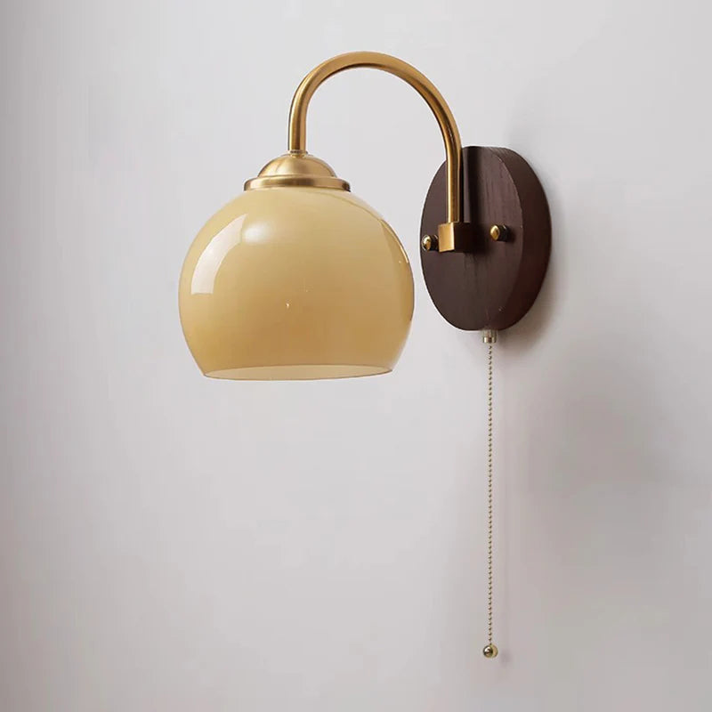 GloboLux | Elegant Retro Mid-Century Glass Wall Sconce Light 12