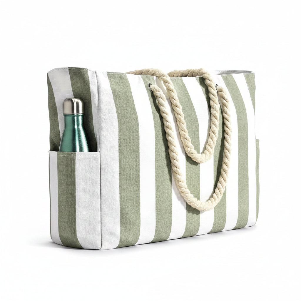 Large Beach Bag with Zip, Foldable Travel Bag with Pockets – image 14