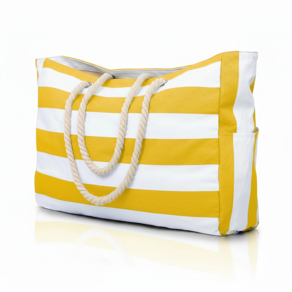 Large Beach Bag with Zip, Foldable Travel Bag with Pockets – image 8