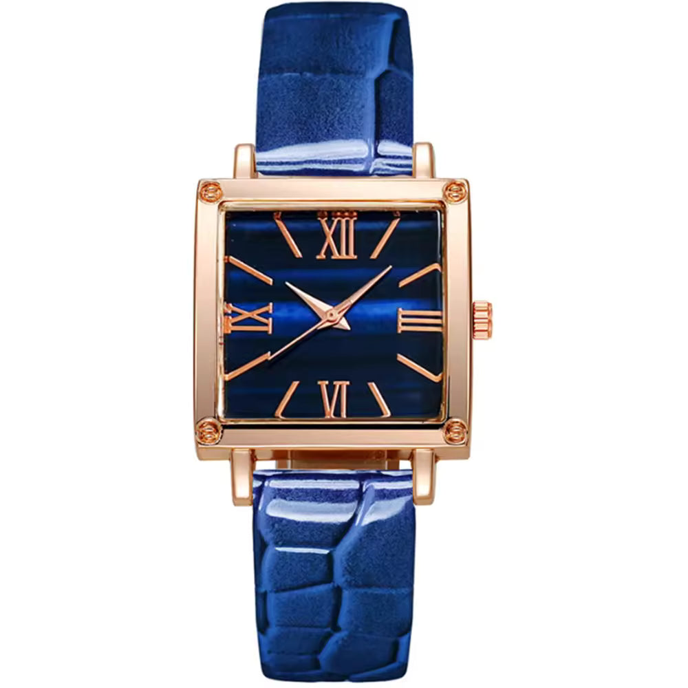 Quartz Watch with Bamboo Pattern Dial, Square Wrist Watches – image 6