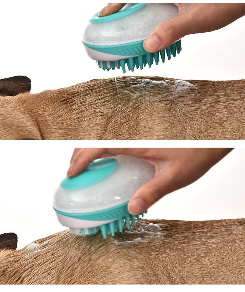Silicone Dog Brush with Soap Dispenser, Dog Bath Brush for All Breeds