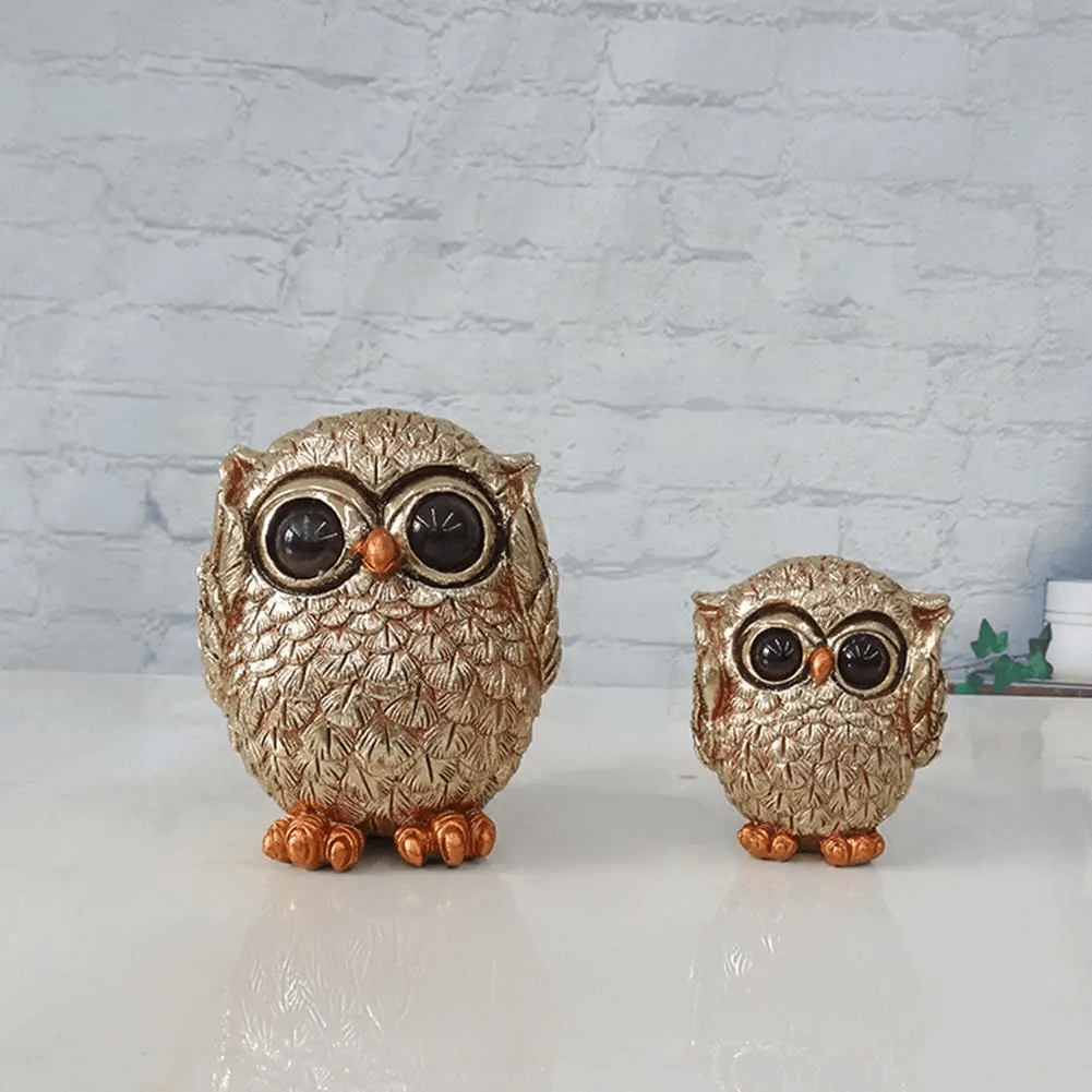 Owl Statue Antique Gold, Resin Owl Sculpture – image 5