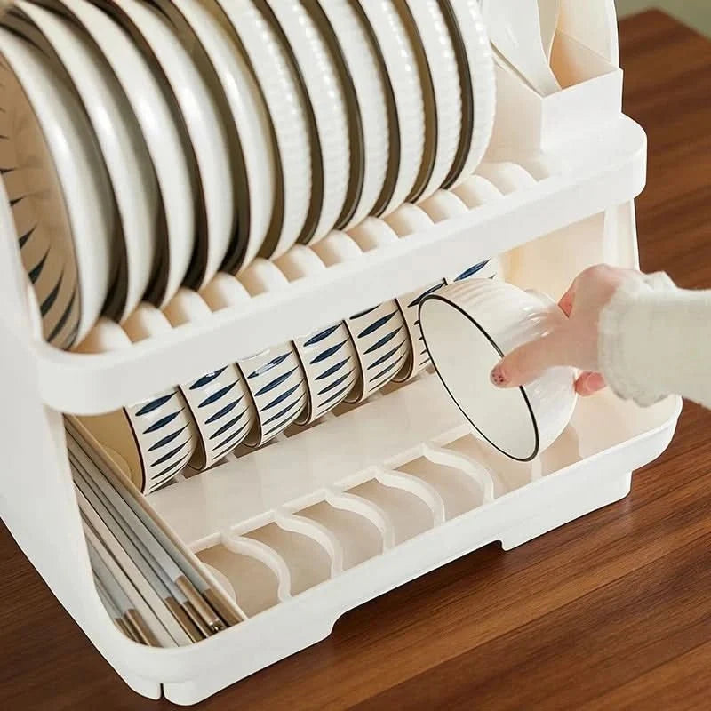 Dish Drainer for Sink, Plastic Dish Rack for Plates and Bowls