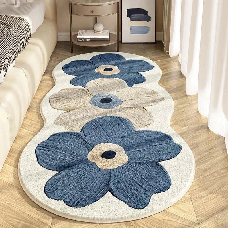 Washable Rug for Bedroom, Floral Runner Rug with Non Slip Backing, Soft Kids Rug for Girls Room and Bedside_01