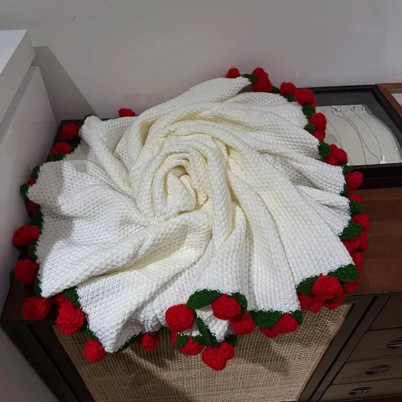 Throw Blanket with Rose Pattern, Throws for Sofas and Beds