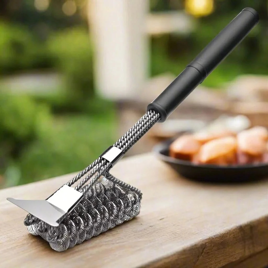 BBQ Cleaning Brush, Bristle Free Grill Brush with Scraper, Stainless Steel BBQ Grill Cleaner, BBQ Accessories_02