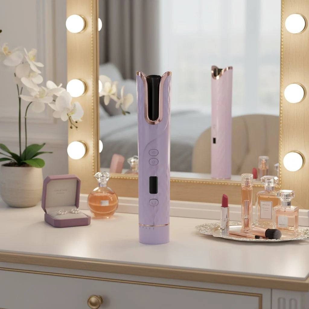 Cordless Curling Iron with LCD Display, USB Battery Hair Curler, Curling Tongs and Hair Styler