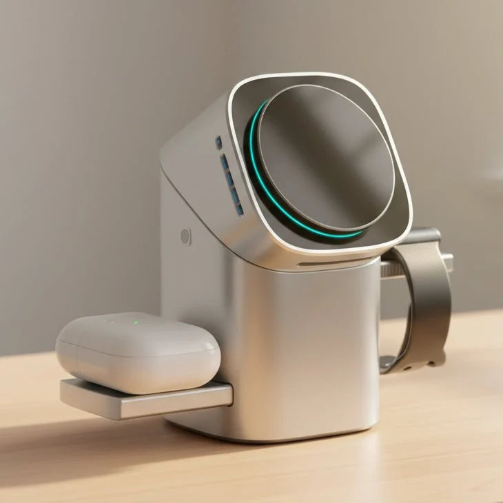Wireless Charger 3 in 1, Rotating Wireless Charging Station for Phone, Smartwatch and Headphone Charger, Charging Dock_00