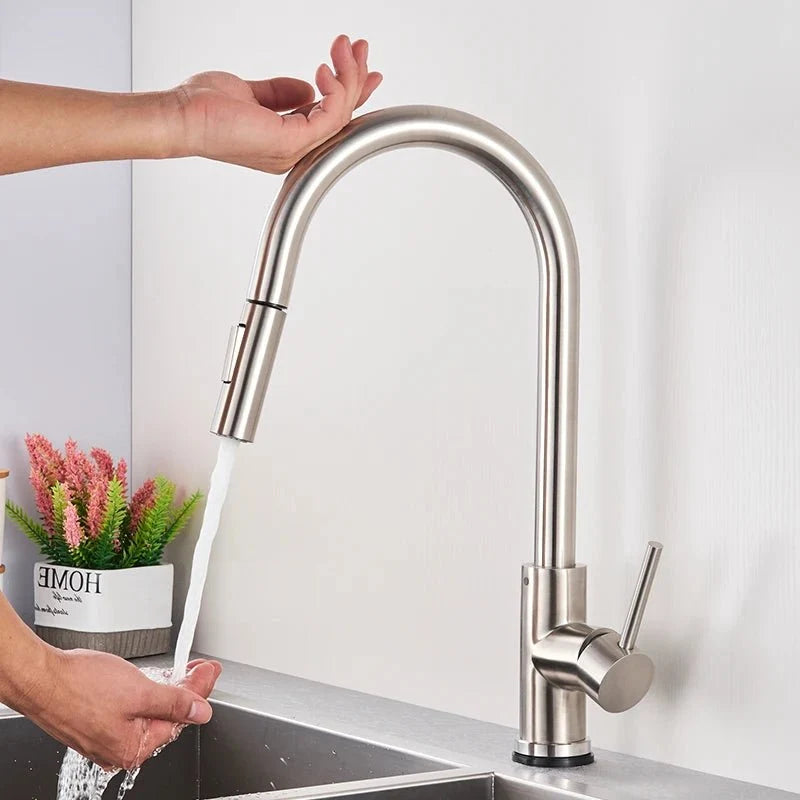 Kitchen Sink Tap, Pull Out Kitchen Tap with Spray Head, Stainless Steel Sensor Tap for Modern Kitchens_02