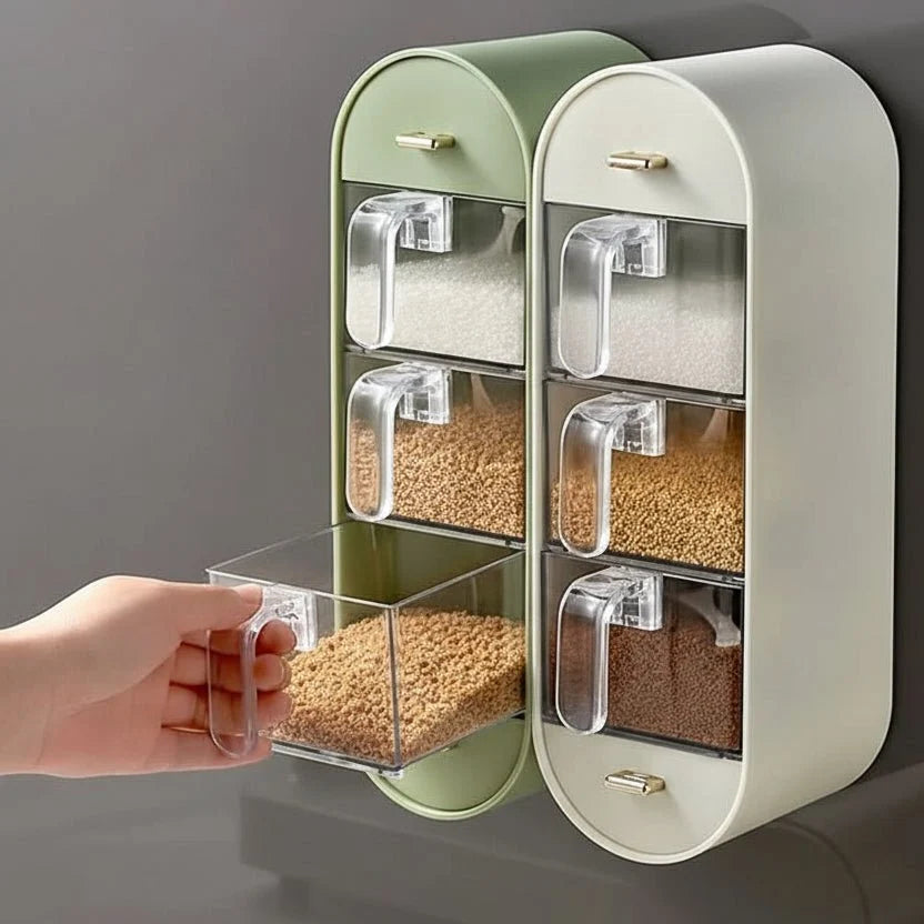 Spice Organiser with 5 Compartments, Spice Storage for Kitchen Wall and Cupboard – image 6