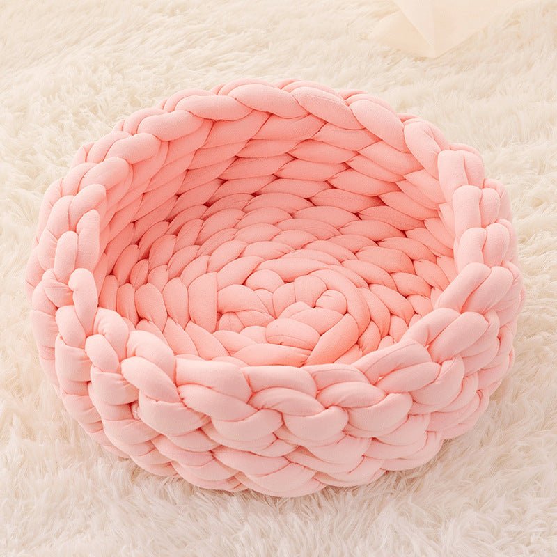 Cat Basket, Round Wool Cat Bed with Raised Rim – image 10