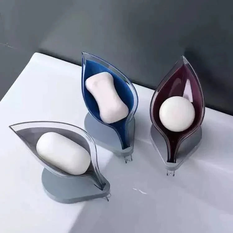 Soap Holder with Drain, Leaf Design Soap Dish for Bathroom and Kitchen Sink