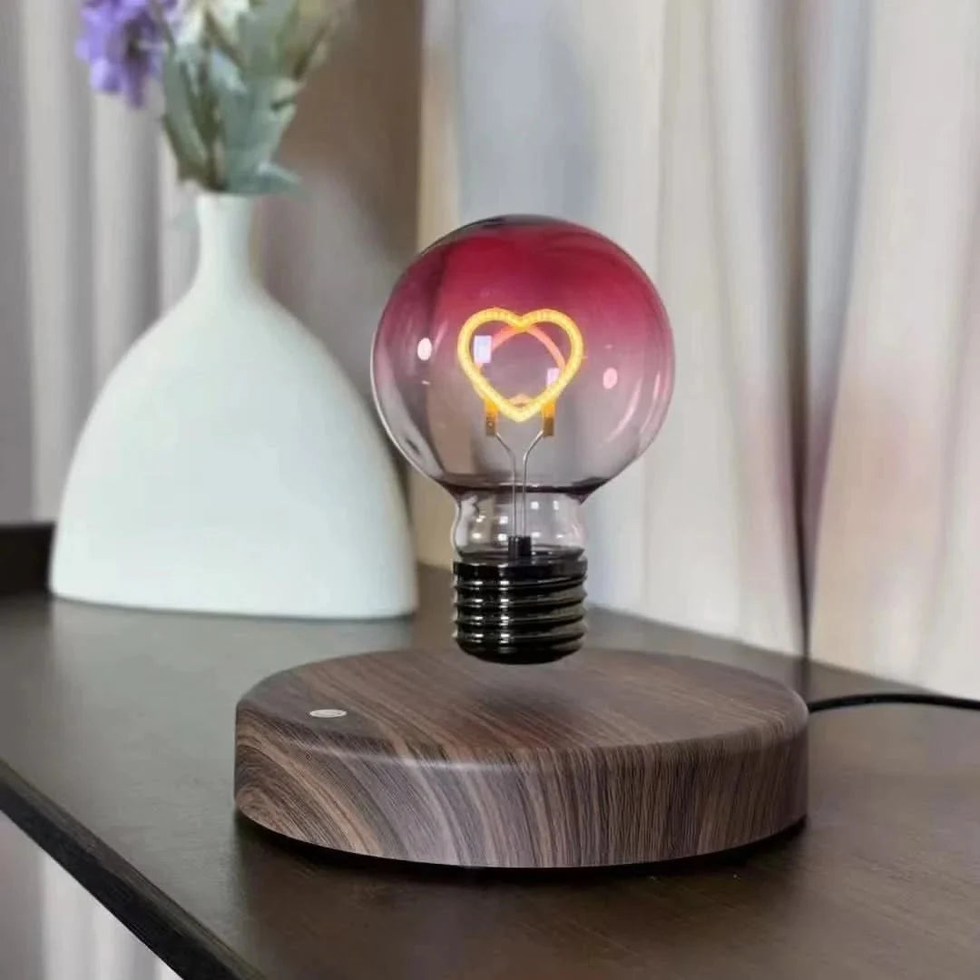 Mood Lamp with Floating Heart, Magnetic Levitating Heart Lamp with Rainbow Design, Decorative Lamp for Bedroom