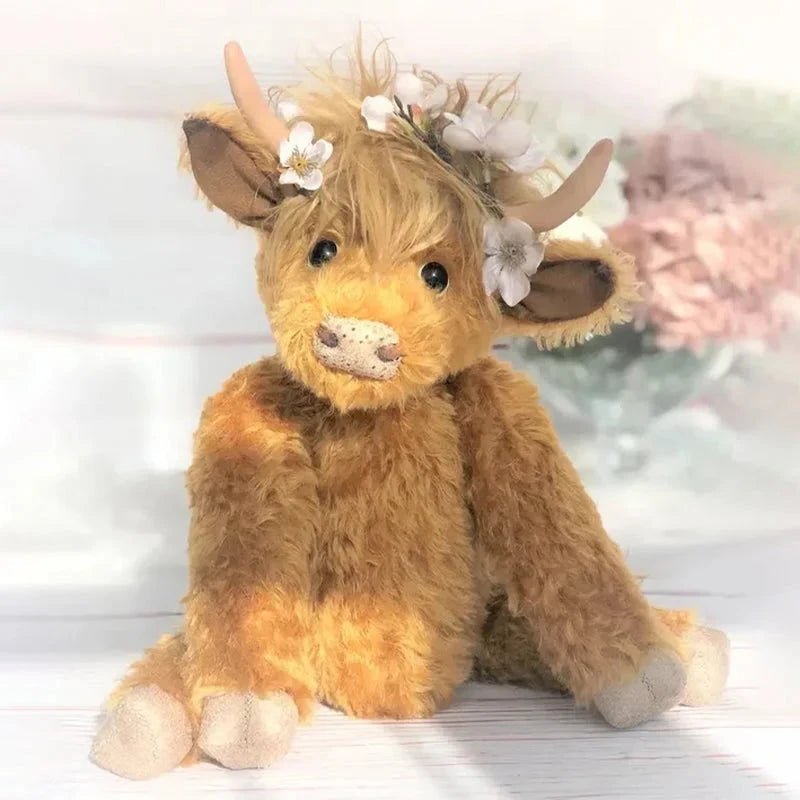 Highland Cow Canvas Print with Flower Crown