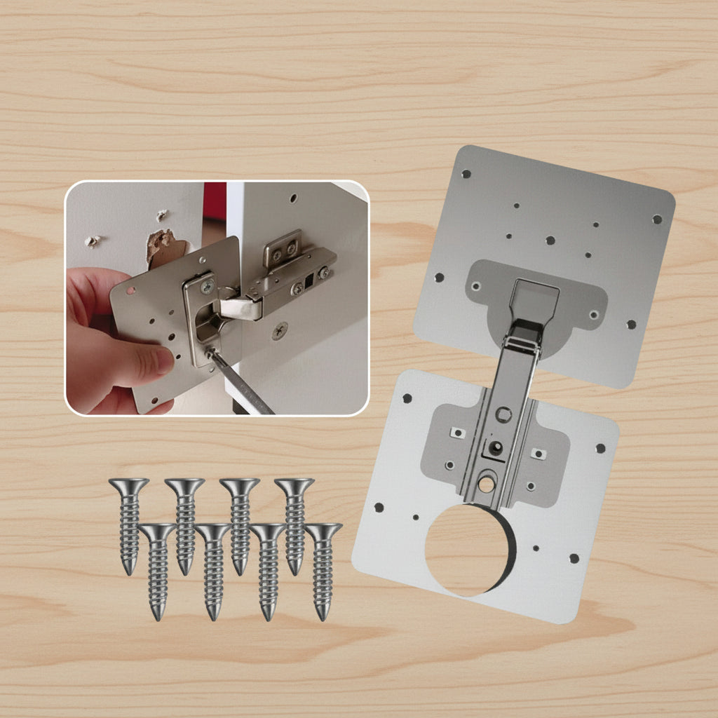 Hinge Repair Plates, Stainless Steel Hinge Repair Kit for Cabinet and Cupboard Doors