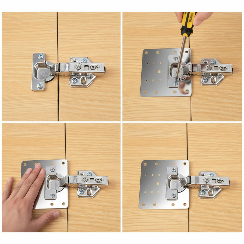 Hinge Repair Plates, Stainless Steel Hinge Repair Kit for Cabinet and Cupboard Doors – image 5