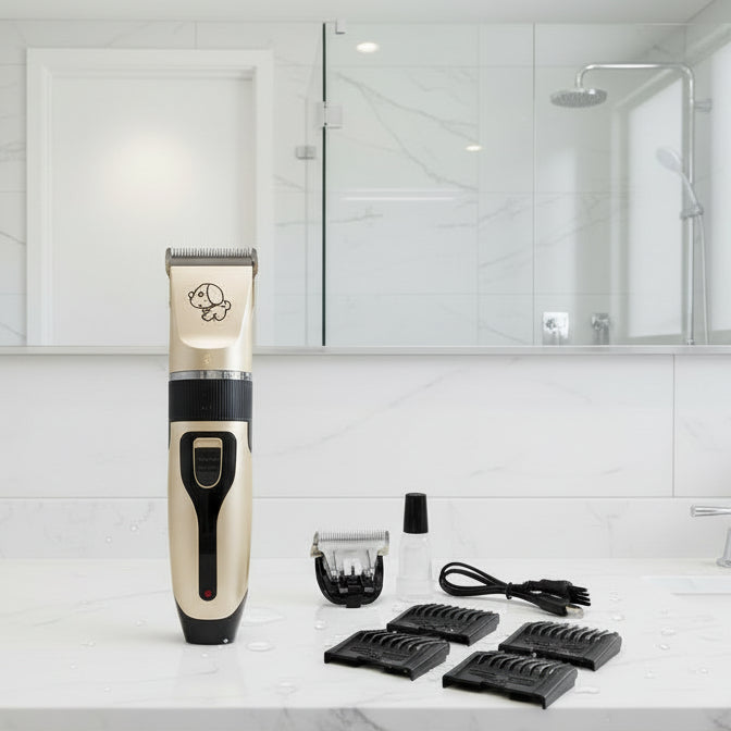 Dog Hair Trimmer with 4 Combs, Cordless Dog Clippers, Dog Grooming Clippers for All Coat Types, Pet Hair Trimmer