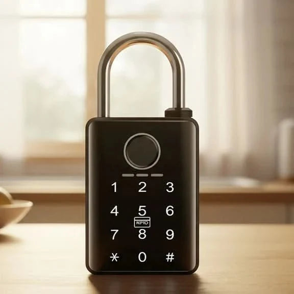 Fingerprint Padlock with Key, Smart Padlock for Outdoor Use, Gate Lock, Cabinet Lock and Security Lock for Storage Box